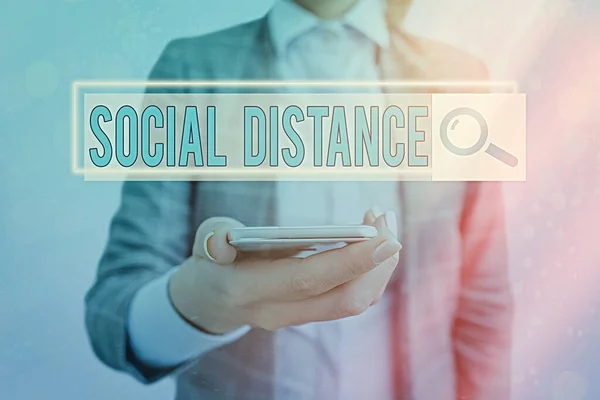 Text sign showing Social Distance. Conceptual photo degree of acceptance of general interaction of individuals Web search digital information futuristic technology network connection.