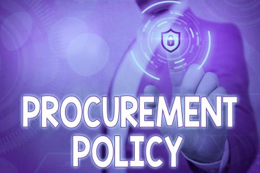 Handwriting text writing Procurement Policy. Concept meaning govern choice of suppliers used to tell their suppliers. clipart