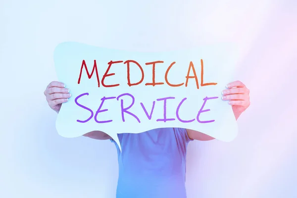 Word writing text Medical Service. Business concept for care and treatment provided by a licensed medical provider Empty bubble chat sticker notes mock up emphasizing personal idea concept. — Stock Photo, Image