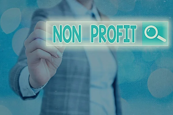 Nota di scrittura che mostra No Profit. Foto aziendale in mostra un'attività che non produce o condotta principalmente a scopo di lucro Ricerca web informazioni digitali tecnologia futuristica connessione di rete. — Foto Stock