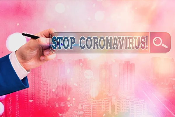 Kelime yazımı Coronavirus 'u durdurun. COVID19 vakalarını azaltmak için mücadele eden Hastalık Bilinci Kampanyası İş Konsepti İnternet Araması Fütüristik Teknoloji Ağı Bağlantısı. — Stok fotoğraf