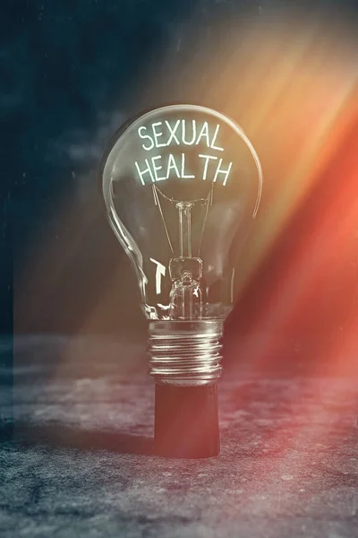 Text sign showing Sexual Health. Conceptual photo Ability to embrace and enjoy sexuality throughout our lives Realistic colored vintage light bulbs, idea sign solution thinking concept.