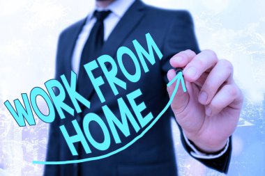 Ev 'den El Yazısı Yazısı Yazısı. Konsept, şirketle daha çok evden iletişim kurmak anlamına geliyor. Esnek dijital ok başı eğrisi yukarı doğru yükseliyor. Büyüme kavramını gösteriyor..