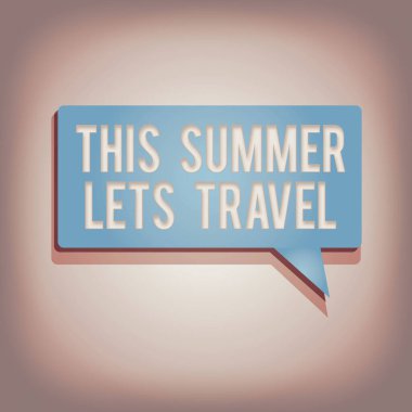 Bu Yaz Kelime Yazı Seyahati. Tatilde bir yerden başka bir yere seyahat için iş konsepti dikdörtgen biçiminde katı renk Yarıtonlu Boş Konuşma Balonu Gölgeyle.