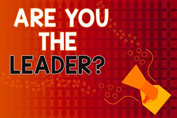Écriture manuscrite de texte Êtes-vous la question Leader. Concept signifiant demander la qualification de bon patron Megaphone sortant d'une enveloppe ouverte annonçant parler et parler. — Photo