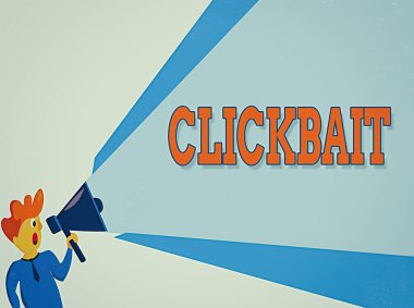 Tıklama resmini gösteren metin işareti. Kavramsal fotoğraf ana amaç, uzatılmış ses perdesi gücü ile konuşan bir web sayfasına dikkat çekmektir..