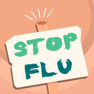 El yazısı Yazısı Gribi Durdur. Kavram, ciğerlerinizdeki ve hava yollarınızdaki viral enfeksiyona son verir. Boş, eski, yıpranmış, Geometrik, yarım yamalak bir tabaka..