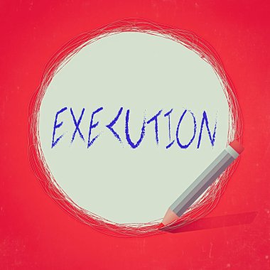 Uygulamayı gösteren metin işareti. Kavramsal fotoğraf, Beyaz Düz Çember üzerinde Kalem kullanarak dairesel çizgilerin Freehand Karalaması 'nı uygular ya da uygular..