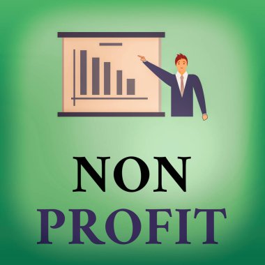 Non Profit 'i gösteren kavramsal el yazısı. İş fotoğrafı metni öncelikli olarak kar amacı güden bir iş adamı için yapmayan veya yürütülmeyen bir etkinlik metni Bir Tahta Çubuk Çizelgesi Kopyalama Boşluğu.