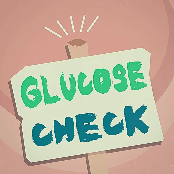 Handwriting text writing Glucose Check. Concept meaning a procedure that measures the amount of sugar in the blood Blank Old Weathered Signpost Geometrical Shape Halftone with One stand.