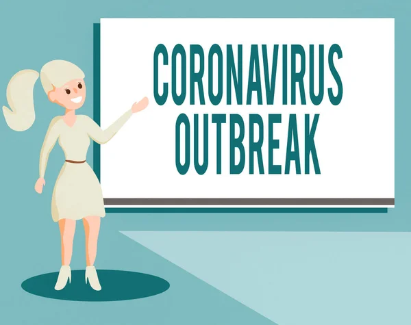 Writing note showing Coronavirus Outbreak. Business photo showcasing infectious disease caused by newly discovered COVID19 Wo analysis Presenting Audio Visual Blank Projector Screen.