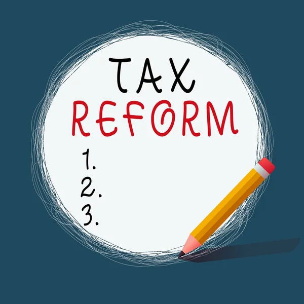 Conceptual hand writing showing Tax Reform. Business photo text government policy about the collection of taxes with business owners Scribbling of circular lines Using Pencil White Solid Circle. — Stock Photo, Image