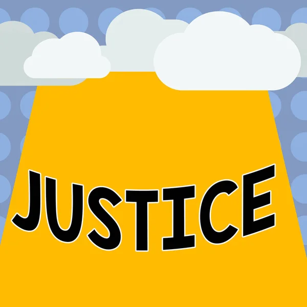 Εννοιολογικά χειρόγραφα που δείχνουν Δικαιοσύνη. Επαγγελματική χρήση κειμένου φωτογραφία της εξουσίας, όπως ορίζεται από τα πρότυπα του νόμου για την υποστήριξη δίκαιη μεταχείριση Κενό σύννεφα Halftone πάνω από ορθογώνιο πίνακα Κείμενο χώρο. — Φωτογραφία Αρχείου