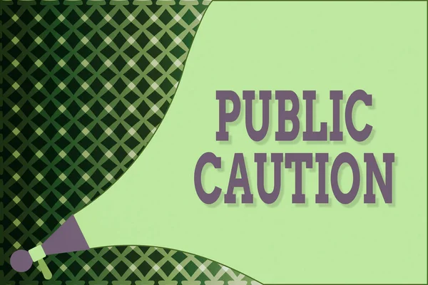 写便条，说明公众注意。商业照片展示了向公众发出的正式警告，以表达潜在的风险扩音器扩音强度和音量. — 图库照片