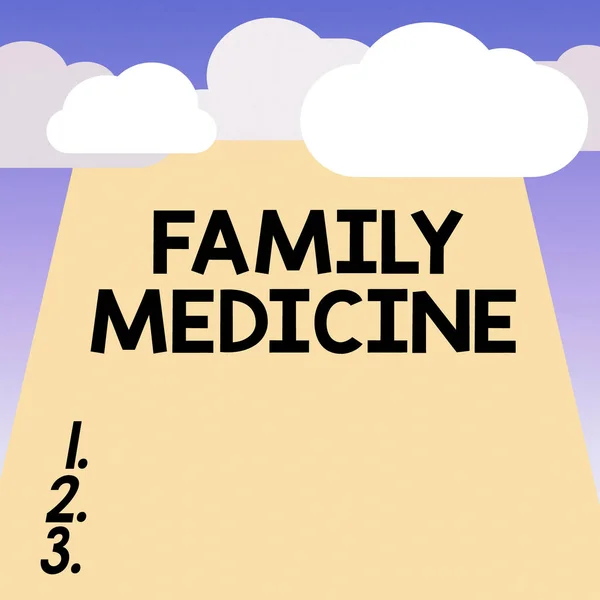 Szövegírás családi orvoslás. Üzleti koncepció az egyén és a család átfogó egészségügyi ellátásához Üres függőleges négyszögletes tábla feletti félhang Szöveghely. — Stock Fotó