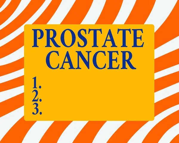 Signe texte montrant Cancer de la prostate. Développement conceptuel de la photo du cancer dans le système reproducteur masculin Forme rectangulaire horizontale avec coin recourbé Blanc Quatre côtés Figure. — Photo