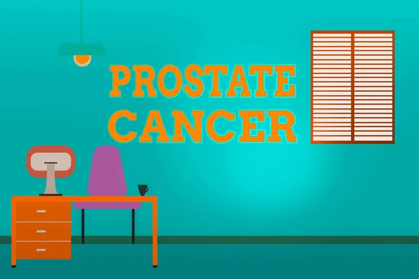 Ecriture conceptuelle montrant le cancer de la prostate. Photo d'affaires montrant le développement du cancer dans le système reproducteur masculin Minimaliste Intérieur Ordinateur et zone d'étude à l'intérieur d'une pièce. — Photo