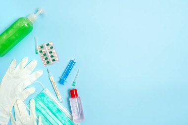 Koruyucu Bariyer Enfeksiyonunu Önlemek İçin Birincil Tıbbi Teçhizat. Sağlık Koruma ve Etkili Dokunulmazlık Konsepti