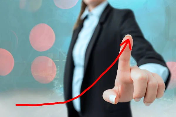 Arrowhead Curve Illustration Facing Upward Rising Denoting Success Achievement Improvement Development. Digital Arrow Chart Symbolizes Growth — Stock Photo, Image