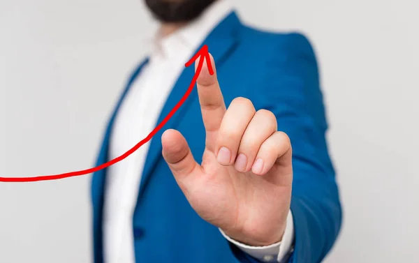 Arrowhead Curve Illustration Facing Upward Rising Denotando Sucesso Conquista Desenvolvimento de Melhoria. Gráfico de seta digital simboliza crescimento — Fotografia de Stock