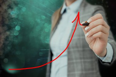 Arrowhead Curve Illustration Face Upward Rising Acoting Access Achievement Development Dijital Ok Çizelgesi Büyümeyi Sembolize Ediyor