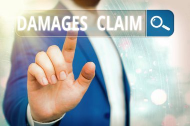 Tazminat talebinde bulunan el yazısı. Kavram, mağdur tarafın zararını veya yükümlülüğünü onarmaya çalışır. Web araması dijital bilgi fütüristik teknoloji ağı bağlantısı.