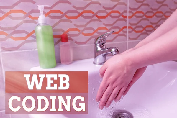 Handwriting text Web Coding. Concept meaning a system of symbols and rules used to represent instructions Handwashing procedures for decontamination and minimizing bacterial growth.