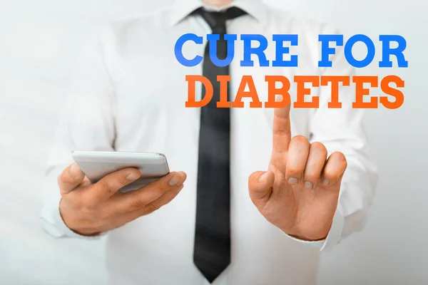Konceptualne pismo pokazujące "Lekarstwo na cukrzycę". Business photo showcasing poszukuje leków poprzez insulindependent Model wskazujący palec symbolizujący wzrost postępu nawigacji. — Zdjęcie stockowe