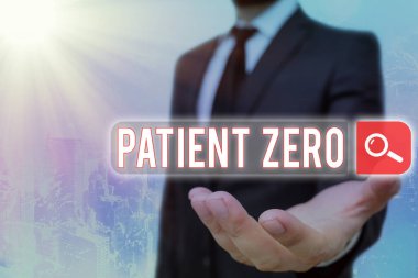İlk Hasta 'nın el yazısı. Kavram, yüksek bulaşıcı hastalığın birincil taşıyıcısı demek. Web Dijital Bilgi Fütüristik Teknoloji Ağı Bağlantısı.