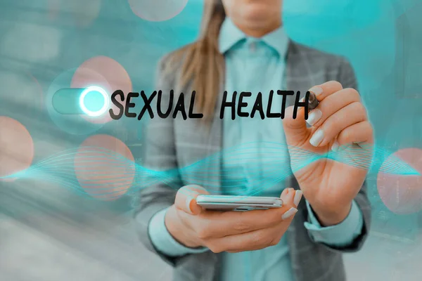 Kézírás szöveg írás Szexuális egészség. Koncepció jelentése Képesség arra, hogy elfogadjuk és élvezzük a szexualitást egész életünkben Grafikus lakat a webes adatbiztonsági alkalmazásrendszerhez. — Stock Fotó