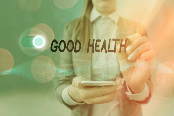 Handschrift tekst schrijven Good Health. Concept betekent staat van zijn krachtig en vrij van een lichamelijke of geestelijke ziekte Grafisch hangslot voor web data security applicatie. — Stockfoto