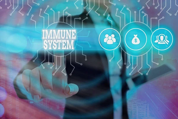 Note d'écriture montrant le système immunitaire. Photo d'affaires présentant un système corporel qui protège le corps contre les substances étrangères Contrôle de l'administrateur système, configuration des engrenages outils concept. — Photo