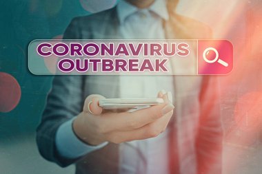 Coronavirüs salgınını gösteren bir mesaj. Yeni keşfedilen COVID19 Web Dijital Bilgi Fütüristik Teknoloji Ağı bağlantısının yol açtığı kavramsal fotoğraf bulaşıcı hastalık.