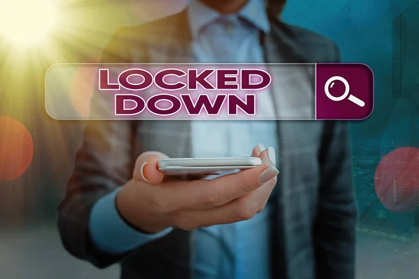 Text sign showing Locked Down. Conceptual photo emergency measure which showing prevented from restricted area Web search digital information futuristic technology network connection.