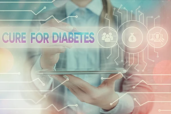 Textskylt som visar botemedel mot diabetes. Konceptuell foto söker medicinering genom isoleringsoberoende Systemadministratör kontroll, kuggkonfiguration verktyg koncept. — Stockfoto