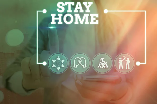 Fogalmi kézírás mutatja Stay Home Save Lives. Üzleti fotó szöveg csökkenti a fertőzött betegek számát azáltal, hogy nem hagyja el a házat Információs digitális technológiai hálózat infografikai elemek. — Stock Fotó
