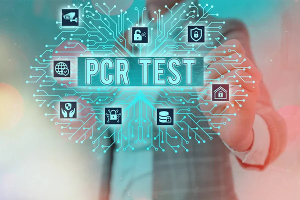 Word writing text Pcr Test. Business concept for qualitative detection of viral genome within the short seqeunce of DNA System administrator control, gear configuration settings tools concept.