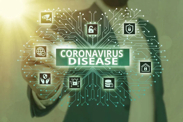 Tekst pisma do Coronavirus Disease. Koncepcja oznaczająca chorobę spowodowaną przez nowego wirusa SARSCoV2 System Administrator Control, Gear Configuration Settings Tools Concept. — Zdjęcie stockowe
