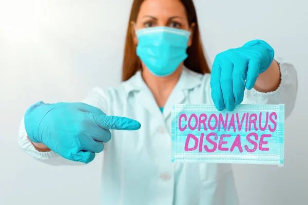 Skriva lapp som visar Coronavirus sjukdom. Företagsfoto visa upp definieras som sjukdom som orsakas av ett nytt virus SARSCoV2 Laboratorium blodprov för medicinsk diagnostisk analys. — Stockfoto