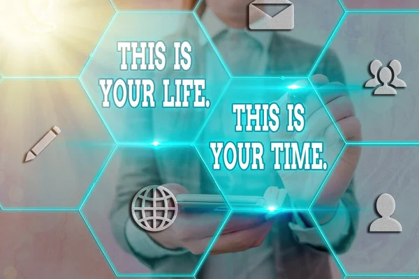 Word writing text This Is Your Life. This Is Your Time.. Business concept for do whatever you think pleases you Grids and different set up of the icons latest digital technology concept.