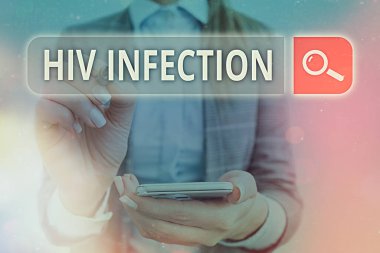 El yazısı Hiv Enfeksiyonu. HIV enfeksiyonundan kaynaklanan bağışıklık sistemi hastalığı anlamına gelen kavram Dijital bilgi Fütüristik Teknoloji Ağı bağlantısı.