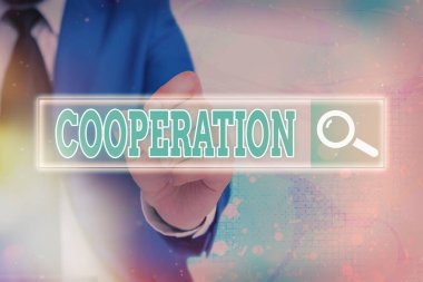 El yazısı İşbirliği metni. Kavrama derken, ihtiyaç duyulan şeyleri destekleyen birinin eylemleri Web arama dijital bilgi fütüristik teknoloji ağı bağlantısı.