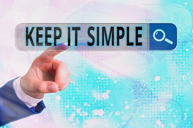 Kelime yazma metni. Basit tut. Basit bir şey istemek için iş konsepti çok fazla detaya girmeyin Web arama dijital bilgi fütüristik teknoloji ağı bağlantısı.