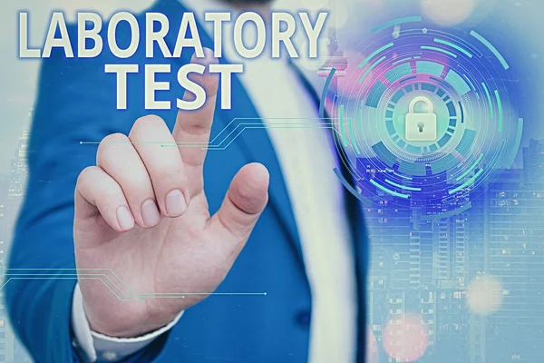 Handwriting text writing Laboratory Test. Concept meaning Determination of a medical diagnosis from the substances tested Graphics padlock for web data information security application system.