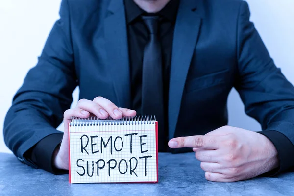 Writing note showing Remote Support. Business photo showcasing type of secure service, which permits representatives to help Model displaying different empty color notepad mock-up for writing idea. — Stock Photo, Image