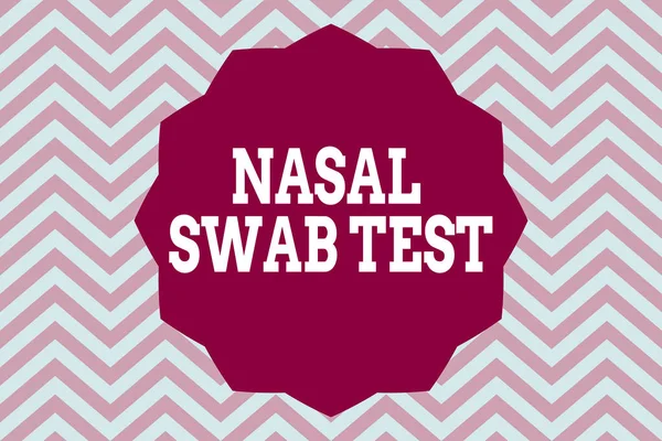 Word writing text Nasal Swab Test. Business concept for diagnosing an upper respiratory tract infection through nasal secretion Twelve 12 Pointed Star shape Dodecagon in Solid Color Zigzag effect