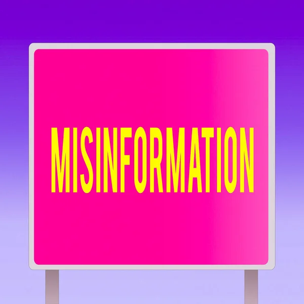 Text sign showing Misinformation. Conceptual photo false data, in particular, intended intentionally to deceive Blank Square shape Billboard Standing with Frame Border Outdoor Display. — Stock Photo, Image