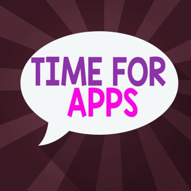 Uygulamalar için metin yazma zamanı. Katı Renk ve Gölge Patlaması arka planında Boş Oval Biçim Konuşma Kabarcığı teknolojilerini kullanarak uygulama veya hizmetlerin kullanılması için iş konsepti.