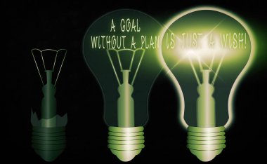 Plansız Amaç Bir Dilek Olduğunu Gösteren Kavramsal El Yazısı. İş fotoğrafı gösterimi Odaklanmış yapılandırılmış ve organize edilmiş Gerçekçi renkli eski model ampuller, fikir işareti çözümü.