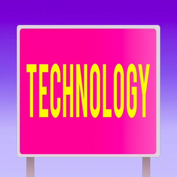 Text sign showing Technology. Conceptual photo use of scientific knowledge for practical purposes in industry Blank Square shape Billboard Standing with Frame Border Outdoor Display. — Stock Photo, Image